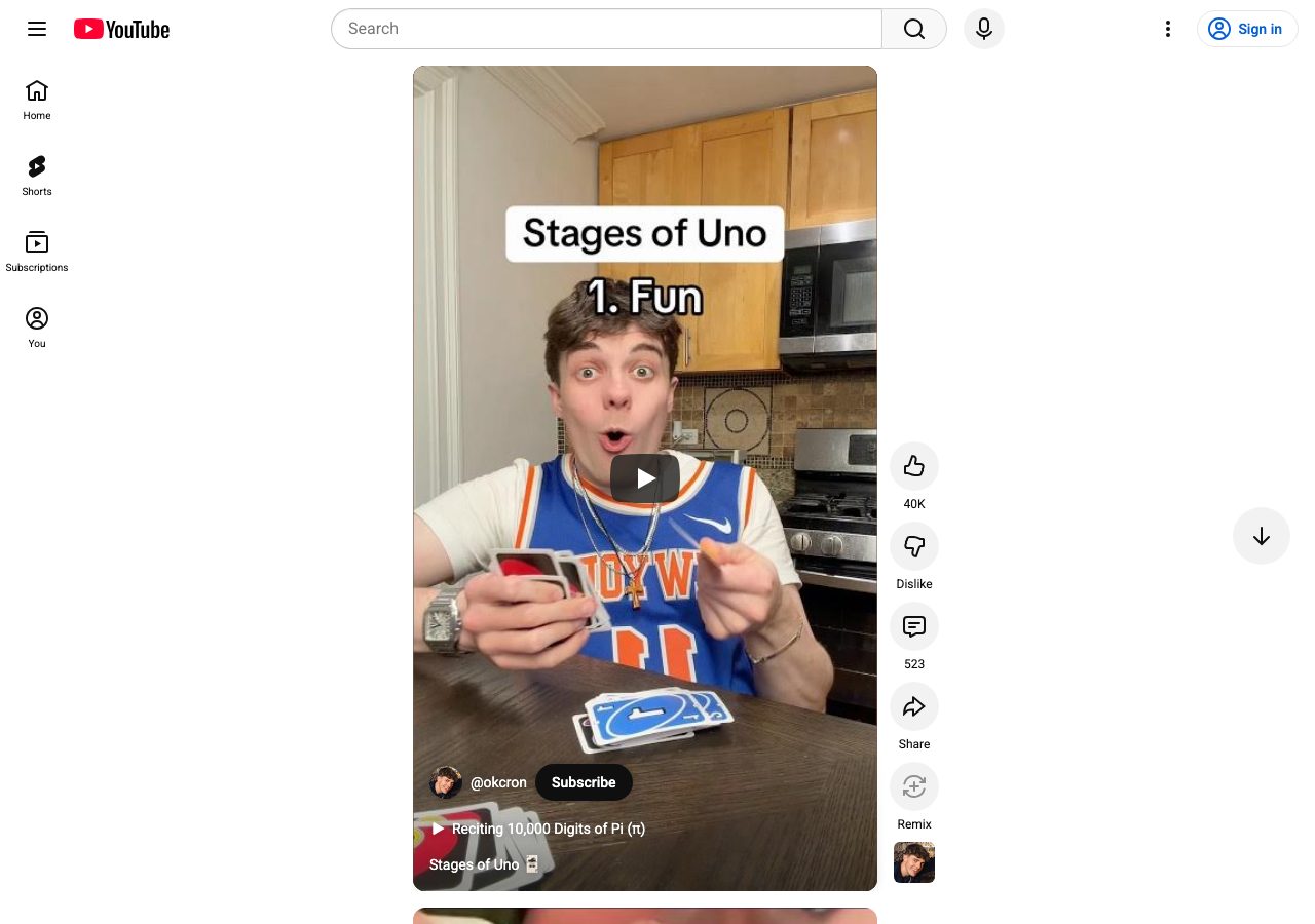 YouTube Shorts feed: a swipeable vertical-video interface with no end