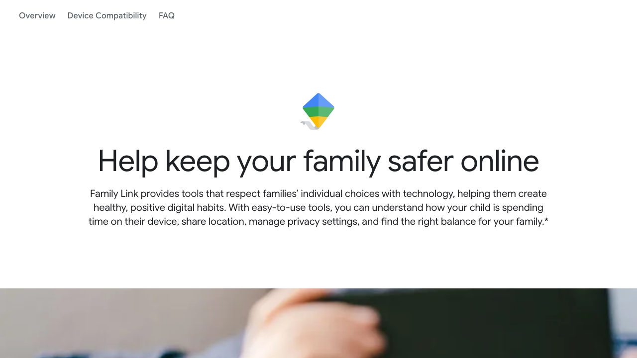 Google Family Link landing page: Help keep your family safer online